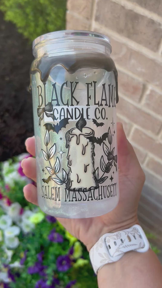 Black Flame Candle- Snowglobe tumbler